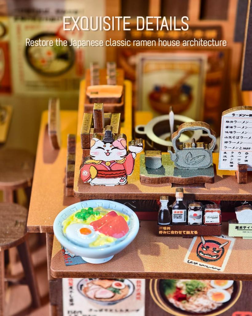 CuteBee DIY Book Nook Dollhouse Miniature House 3D Wood Craft Bookend Perfect Gift for Teens and Includes LED Ramen Kit, Kit, Kit, BookNook,
