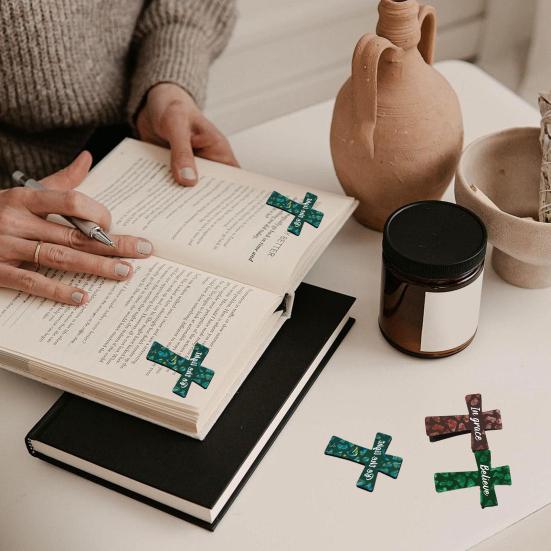 12/16/24Pcs Magnetic Faith Bookmark Waterproof Christian Bible Verse Book Page Marker