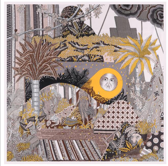 

New Arrival Brand Scarf 130cm Incanto Amity Twill 100% Silk Scarf Women Square Scarves Kerchief For Ladies 130x130cm