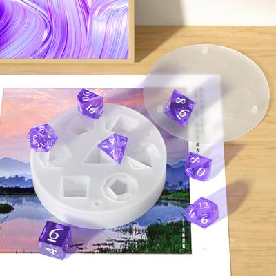Large DND Dice Resin Molds for DIY Dices Making 7 Cavities Polyhedral Silicone