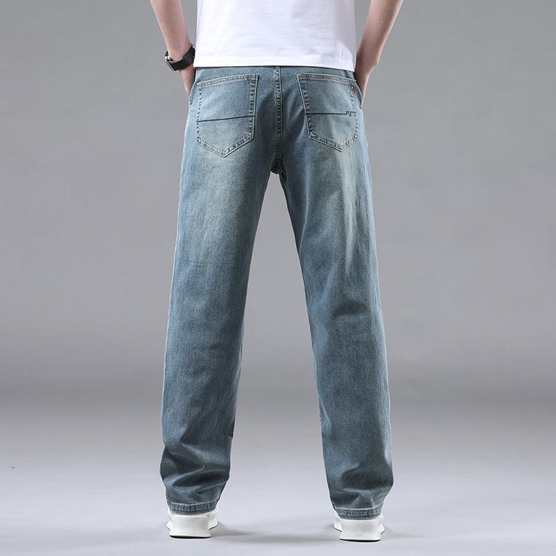 

Новые летние укороченные брюки Новый хлопок эластичные свободные прямые деловые для среднего и молодого возраста джинсы 40