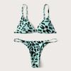 Women Leopard Print High Waist Two Bikini Swimwear Swimsuit Beachwear