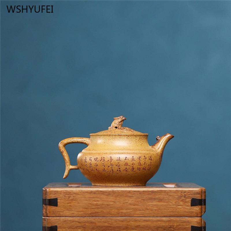 290ml Teapot Yixing Purple Clay Pot Hand Carved Teapots for High-temperature Firewood Burning In Raw Ore Chinese Style Tea Pot