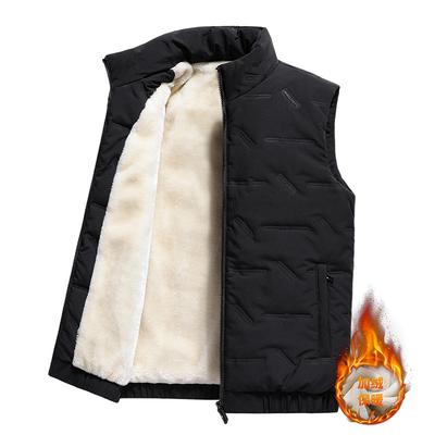 Men S Warm Sleeveless Vest Loose Short Cotton Padded Waistcoat For Autumn Winter