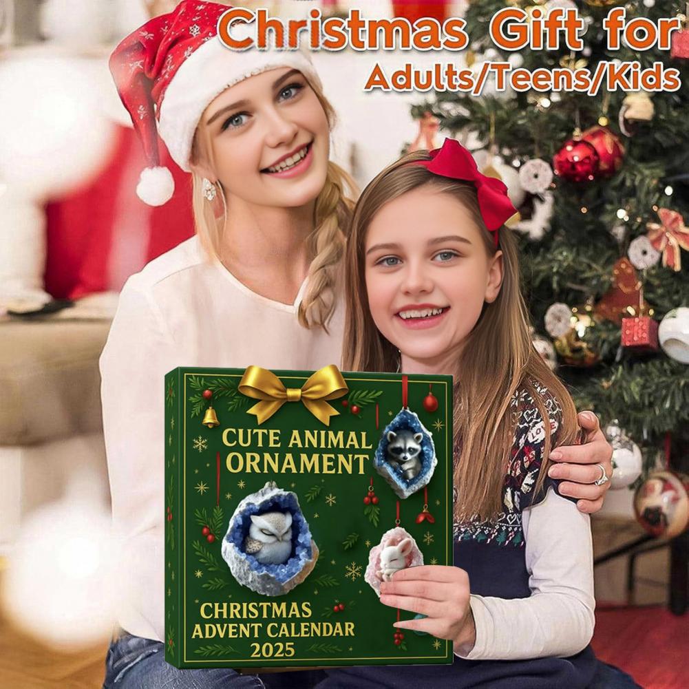 Christmas Ornament Oval Acrylic Warm Atmosphere Holiday Decor Acrylic Forest Advent Calendar Hanging Ornaments for Christmas