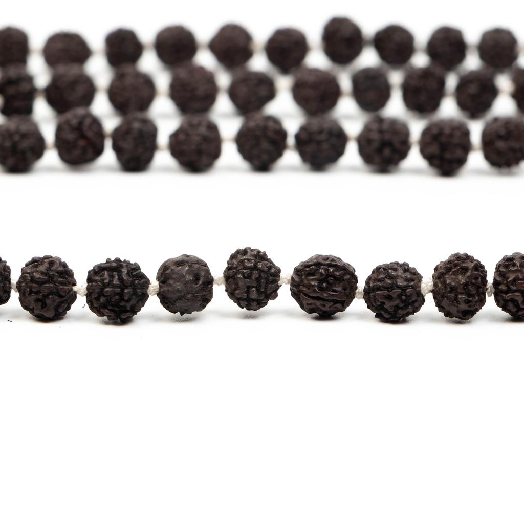 Black Rudraksha Mala 7 MM | Natural Rudraksha Beads Necklace | Meditation and Yoga Beads | Hindu Prayer Necklace | Sacred Jewelry | Unique Gift