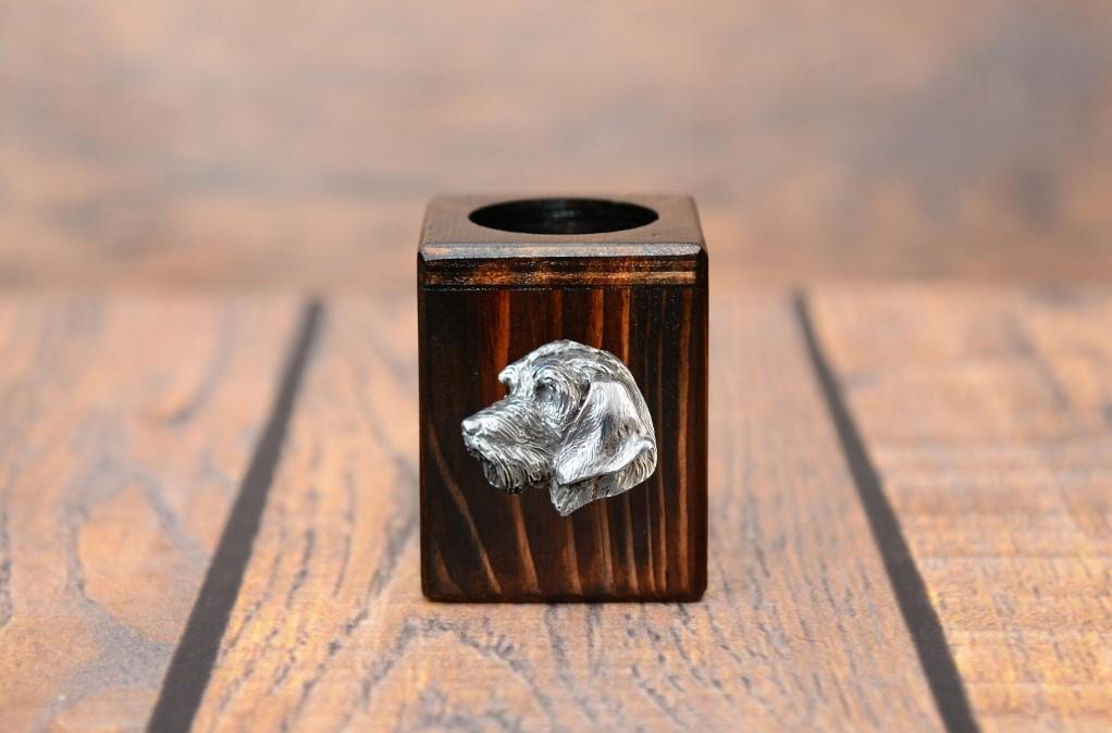 Dachshund II - wooden candle holder with a dog, a unique souvenir after losing a dog, a handicraft from the Art-Dog brand