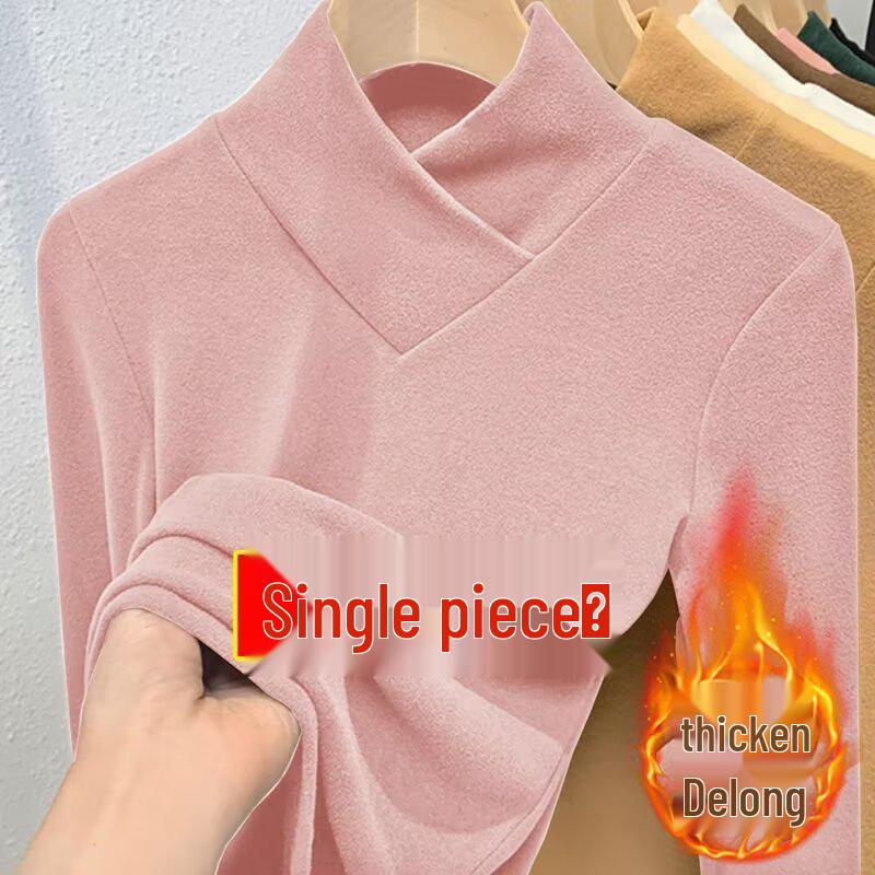 Dames Velvet Half Turtleneck Lange Mouw Slim Fit Top voor Herfst/Winter