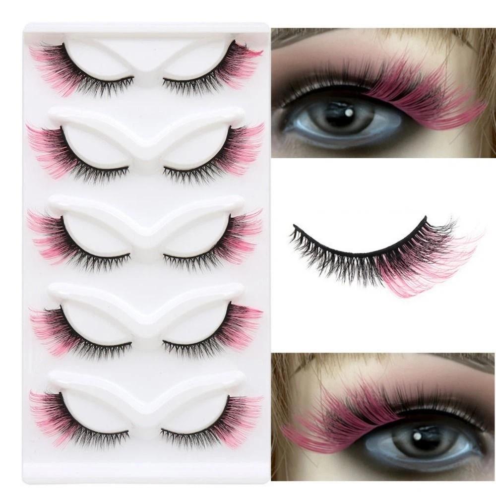 Soft Cat Eye False Eyelashes Fluffy Faux Mink Wispy Lashes Colored Anime Lashes Daily Wear