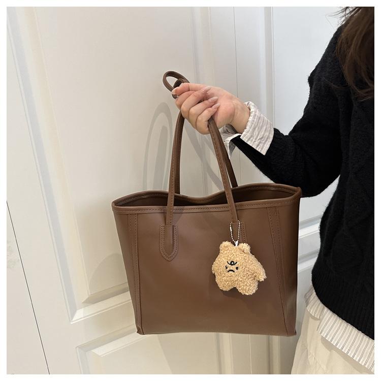 Simple Style Faux Leather Large Capacity Tote Bag for Women Fashionable Work Shoulder Handbag CLE