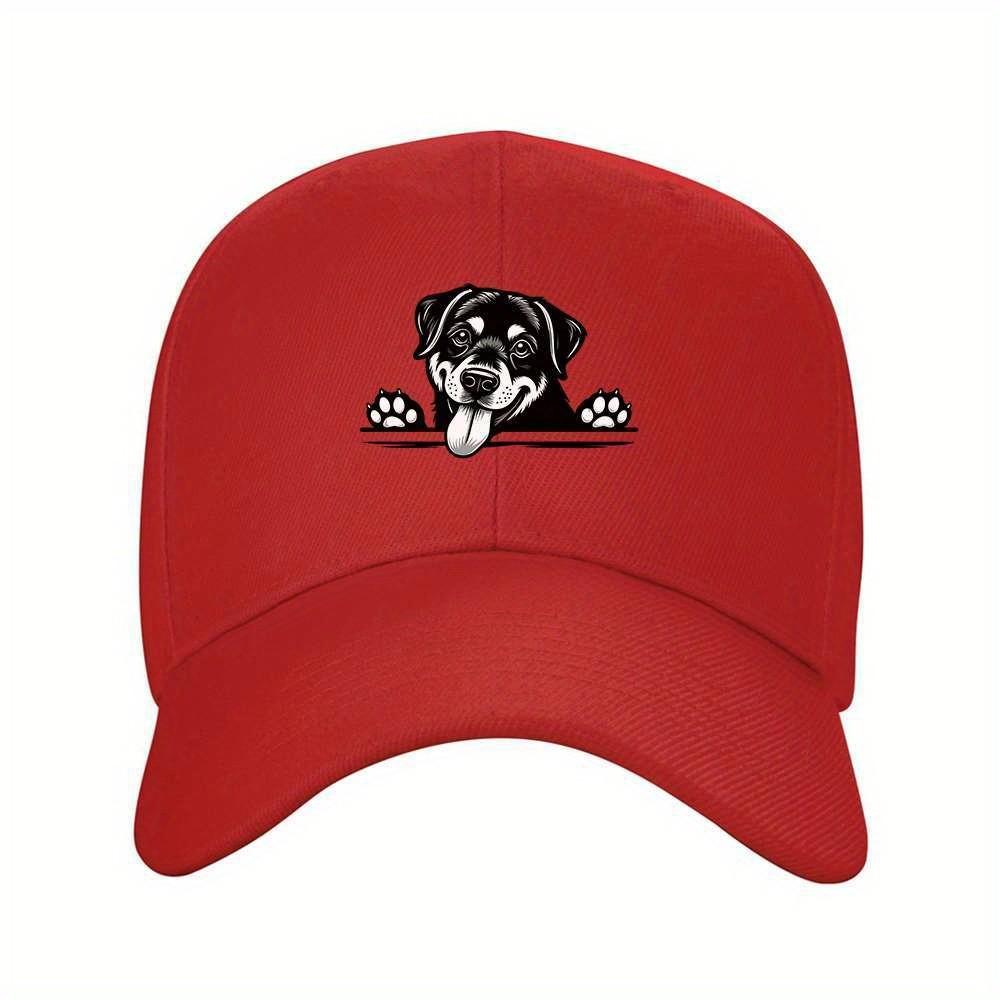 Rottweiler Peekaboo Dog Baseball Cap Adjustable Polyester Summer Outdoor Casual Hat
