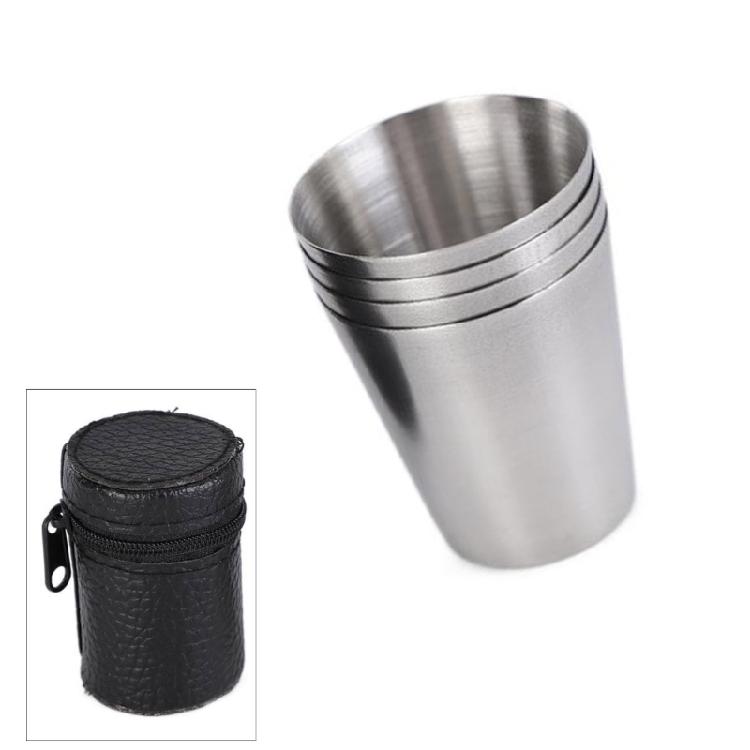 4pcs Stainless Steel Shot Glasses Small Capacity Stackable Metal Drinking Cups 30ml Drinkware for Travel and Party