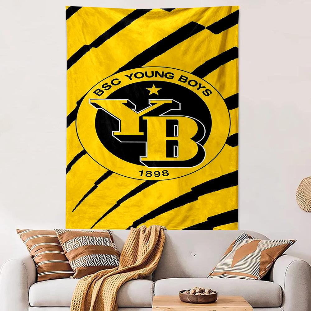 BSC Young Boys Yellow Black Stripe Logo 1898 Patterned tapestry for bedroom and living room home decor