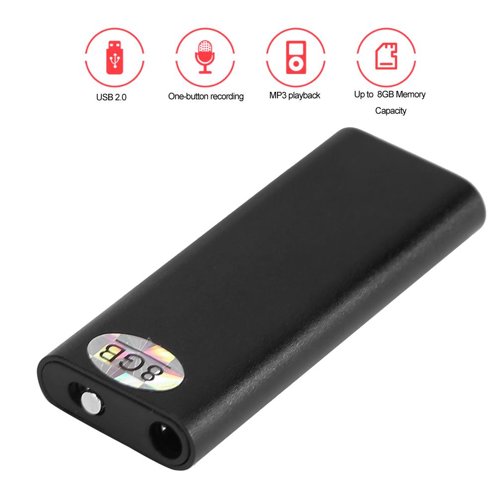 Tragbarer Geräuschunterdrückungs-HD-Digital-Mini-Sound-Sprachrekorder 8G MP3-Player