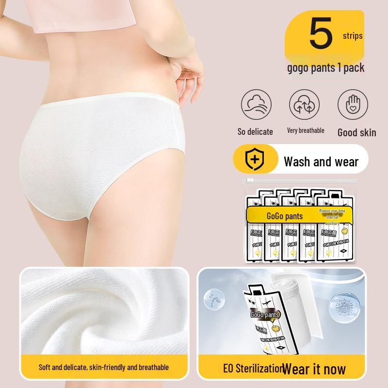 Women's Disposable Underwear: Travel-Friendly, No Logo, Sterile, Wash-Free for Maternity, Postpartum, and Daily Use.