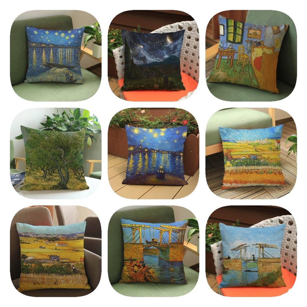 Moderne Künstlerische Ölmalerei Gedruckter Kissenbezug aus Baumwollleinen für Sofas und Autos