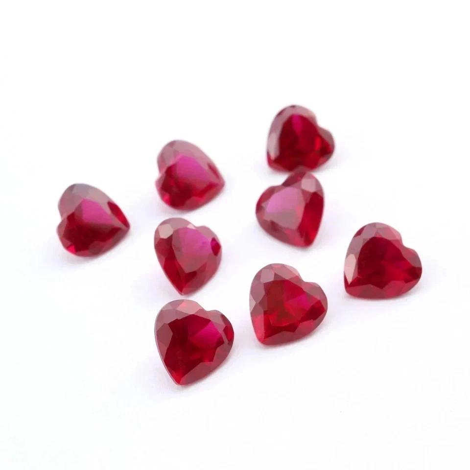 60 Pcs Certified Burmese Natural Red Ruby Heart Cut Loose Jewelry Stones Lot