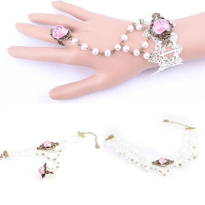 Lace Necklace Pearl  Pendant False Collar Wedding Jewelry Sets    for Women