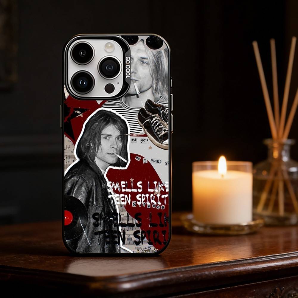 

K-Kurt Singer C-Cobain Phone Case For iPhone 17 16 15 14 13 12 11 Pro Max Plus Silver Matte Black Cover iPhone16