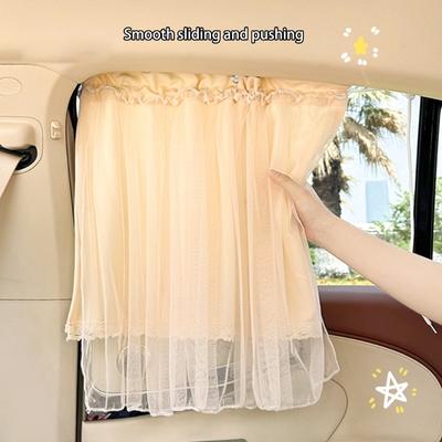 Elegant Lace Car Window Shade With Suction Cups Easy Installation Heat Blocking Regulable Length For Sun Protection