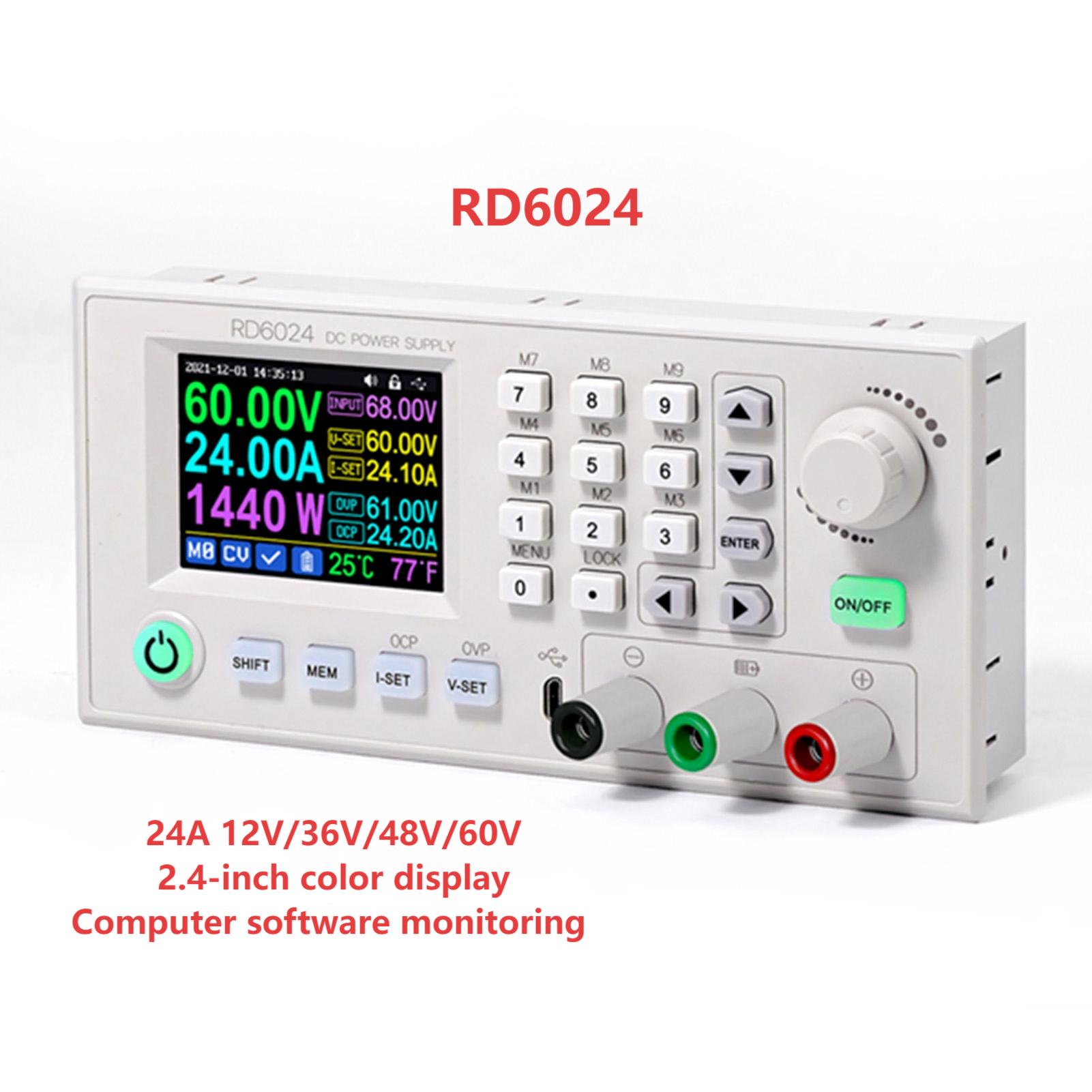 

RD6024 24A 12V 36V 48V 60V Adjustable Step Down Digital Constant Voltage Current Power Supplys 2.4 Inch Color Display Screen Dat
