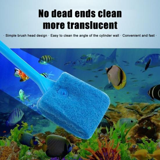 Fish Tank Brush Aquarium Algae Scraper with Long Handle Double Sided Sponge Brush for Glass Aquariums Fish Tanks Home Kitchen