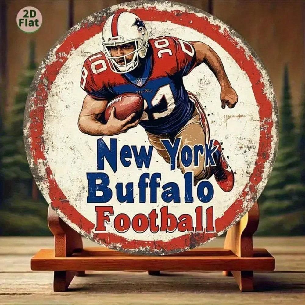 Баффало Биллс НФЛ Металлическая жестяная вывеска Мужская берлога Гараж Настенное искусство Рустик Винтаж Офисный декор Подарок фанату 20x20