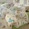 Small Fresh Mattress Quilt Cover Class A Maternal And Infant Grade Cartoon Dormitory Bed Sheet Three-Piece Set Super Soft Washed Cotton 4Pcs Set