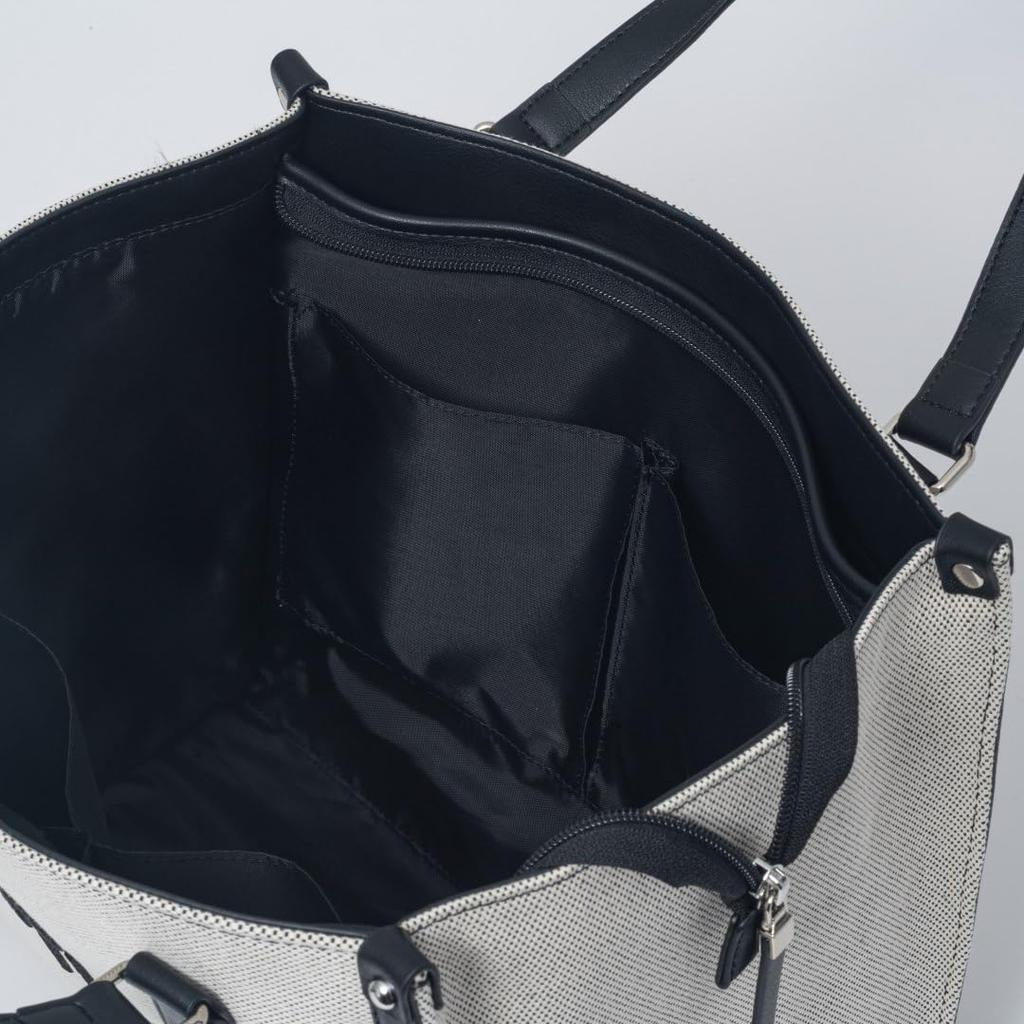 JILL STUART Women's Tote Bag with Panel, Brand Logo, Daily Casual, White x Black, JSLH5AH1
