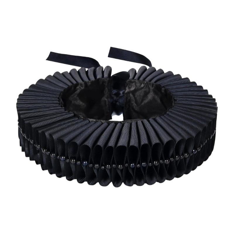 

Elizabethan Ruff Collar Detachable Neck Ruff Decorative Collar With Elegant Pearls For Themed Event Stage Dressingup чёрный