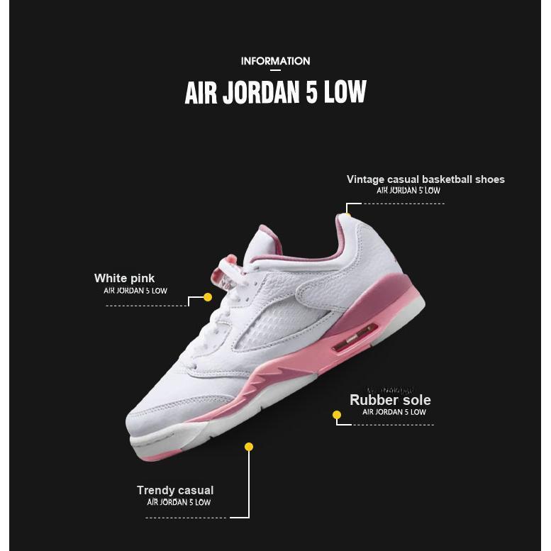 Air Jordan 5 Retro Low GS Crafted For Her Kids Sneakers White Coral-Chalk Desert-Berry DX4390-116