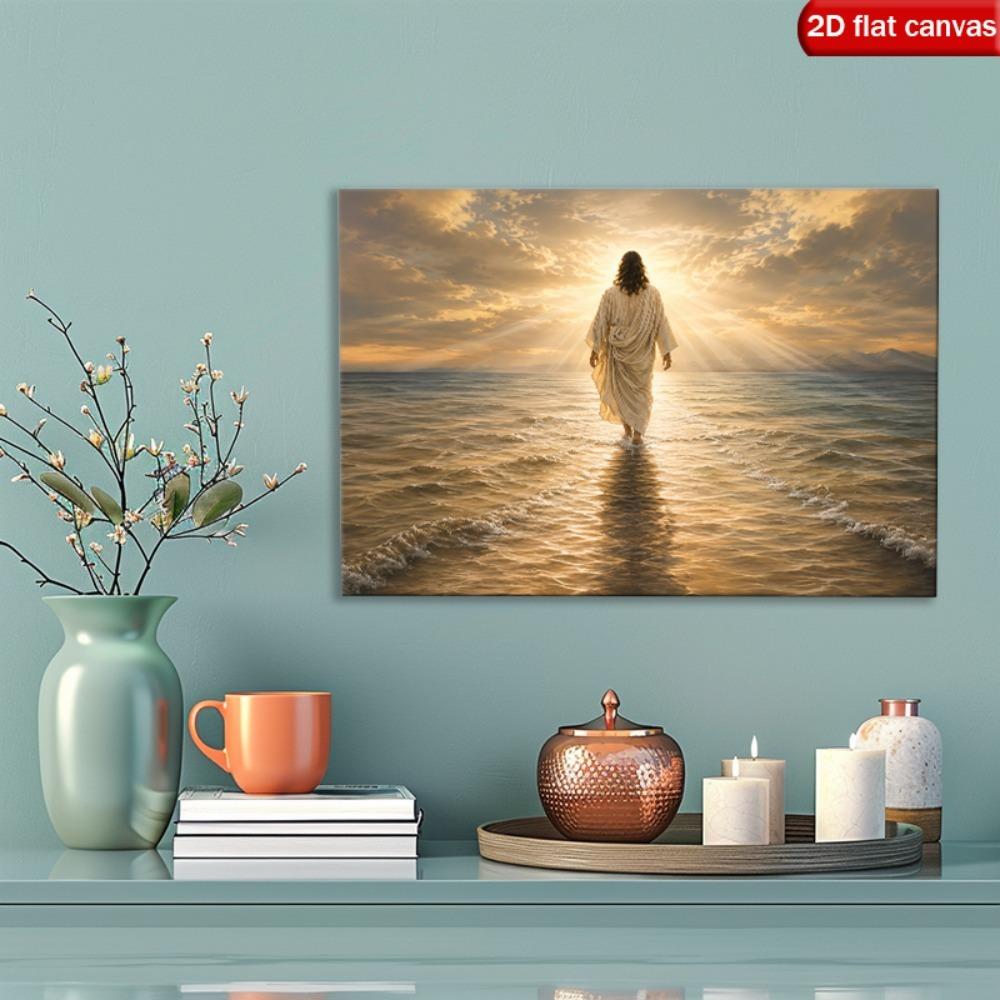 Leinwand Wandkunst Christus geht auf dem Wasser Moderne Neutrale Bürodekoration Schlafzimmerdekoration Kirchendekoration Kunstwerk Wanddekoration Religiöses Geschenk