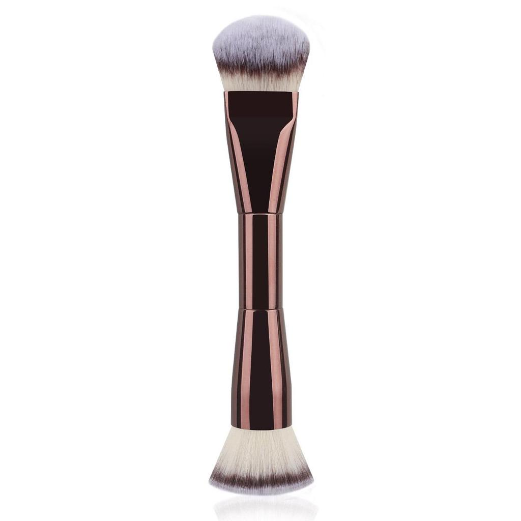 Pinceau de maquillage à double extrémité: Pinceau Doux à Poils pour Fond de Teint, Contouring, Poudre & Flamme pour une Utilisation Beauté Multifonctionnelle
