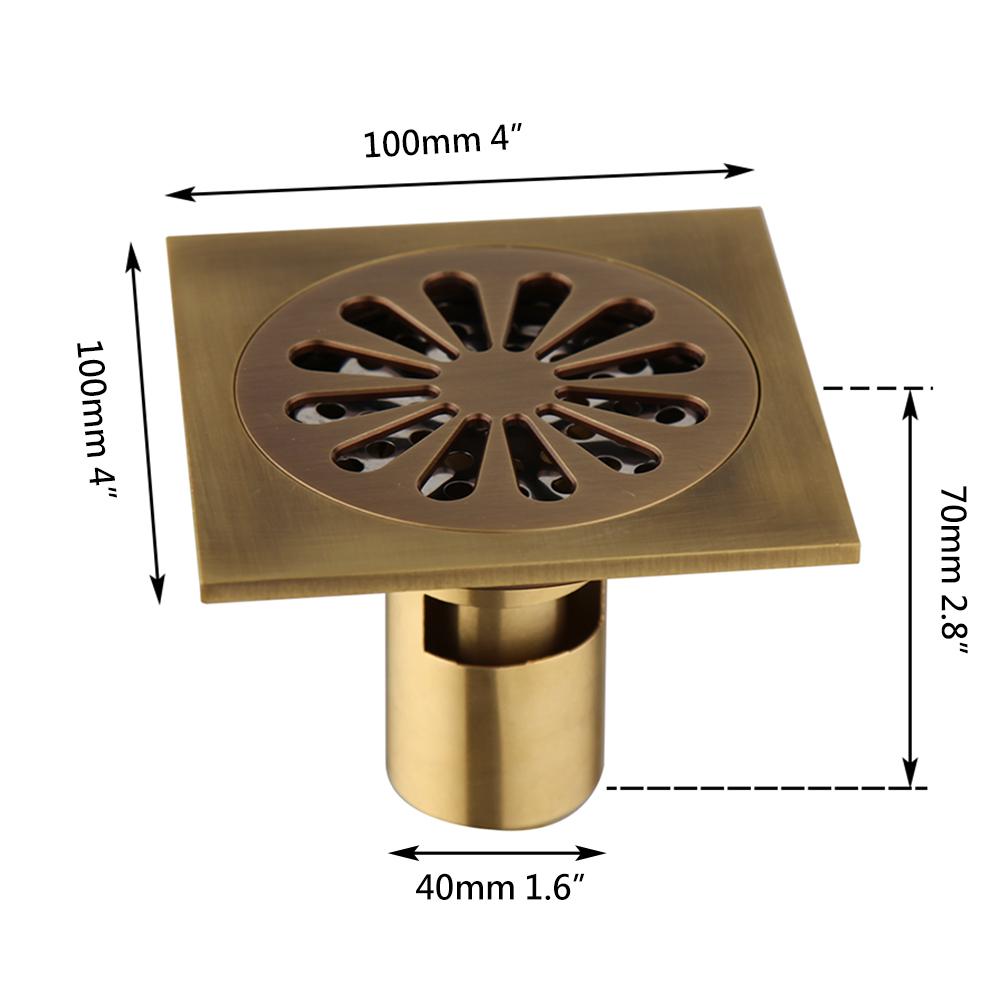 Scurgător de Duș Modern pentru Baie, 4 Inch, Anti-Miros, din Alamă, Pătrat, cu Certificare Watermark pentru Uz Exterior