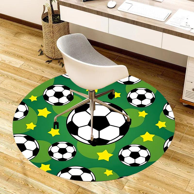 1pc Office Carpet Chair Mats Soccer Ball Pattern with Stars Perfect for Decorating Office Chairs, Living Rooms, Or Bedrooms