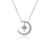 Real Vvs1 Moissanite Pendant Necklace  Sterling Tone Moon Women Star 0 .3 Ct Gra Diamond Pendant Pendant Necklace Bridal Fine JewelryTrendy