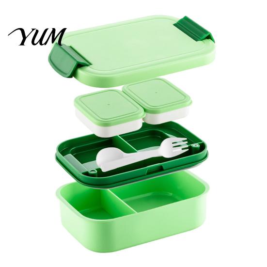 Microwave Safe Meal Prep Containers Double Layer Lunch Box with Sauce Container And Tableware, Leak Proof Stackable Food Easy Clean Dishwasher Storage