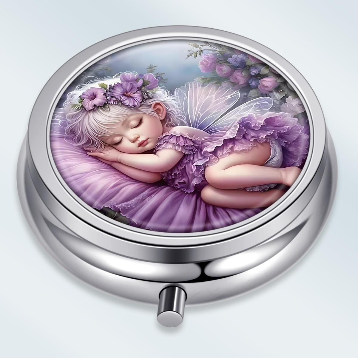 

Portable Pill Box with 3 Compartments, Mini Metal Medicine Organizer Case, Cute Printed Pill Container for Vitamins, Pills, Jewelry, Travel, Daily Use разноцветный