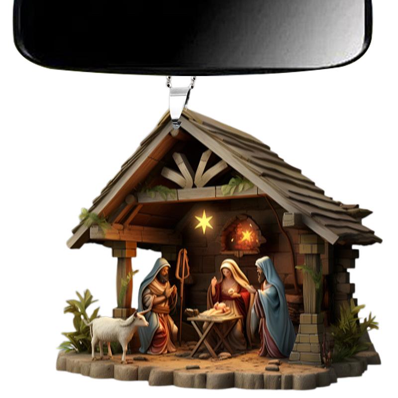 Nativity Scene Ornaments Christmas Tree Hanging Acrylic 3D the Birth of Jesus Decor Festive Sturdy Home Decor 2025 New Year Deco