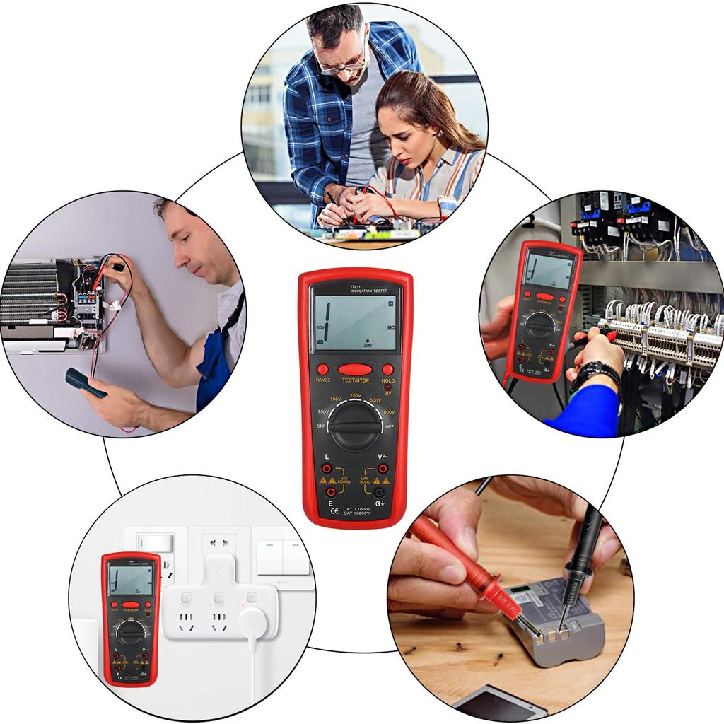 Insulation Resistance Meter Digital Ohmmeter Handheld Insulation Tester 0.1M Ohm  2000M Ohm  Auto Ranging High Accuracy