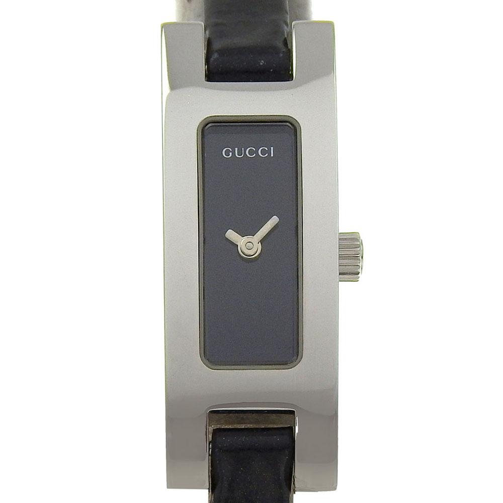 

GUCCI Watches 3900L blackDial Stainless Steel/Embossed Leather Quartz Analog display Women Used