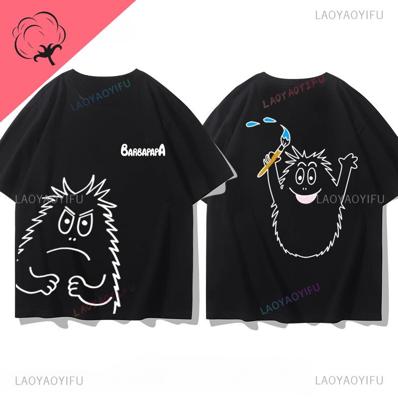 Famous Cartoons Barbapapa Double SidedPrinted T Shirt Casual Funny Kawaii Tops Boys Girls Aesthetic Teenager Outfits Graphic