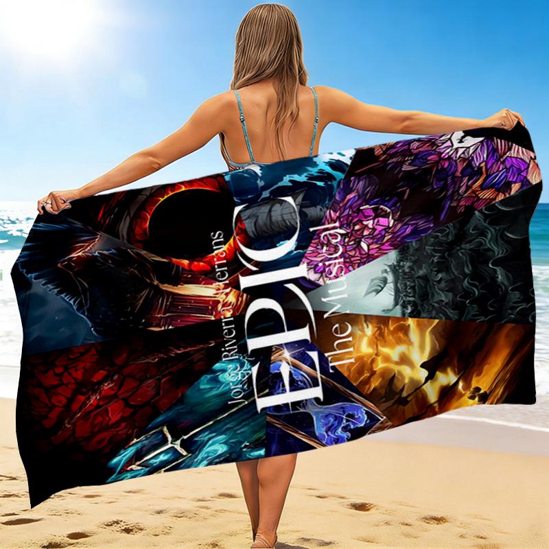 1Pc Epic Musical Adventure Beach Towel, Quick Dry, Multi-Use for Beach Pool Gym Yoga Home Travel, Christmas, Halloween, Xmas Gift S929203