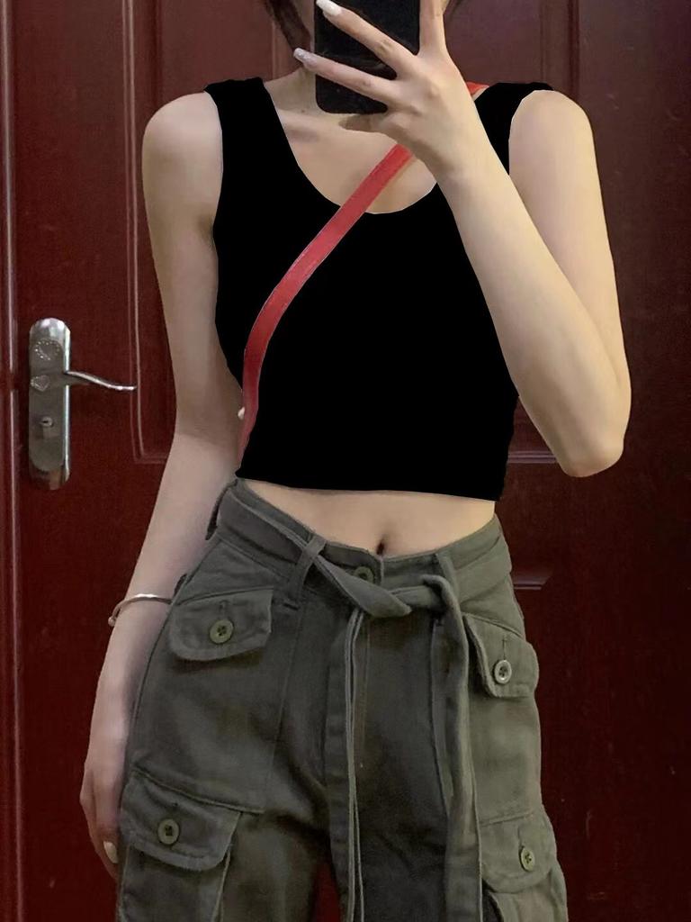 Summer New Year's Summer Sling Vest Female Student Versatile Spice Girl Short Navel Bottom Small Vest Female
