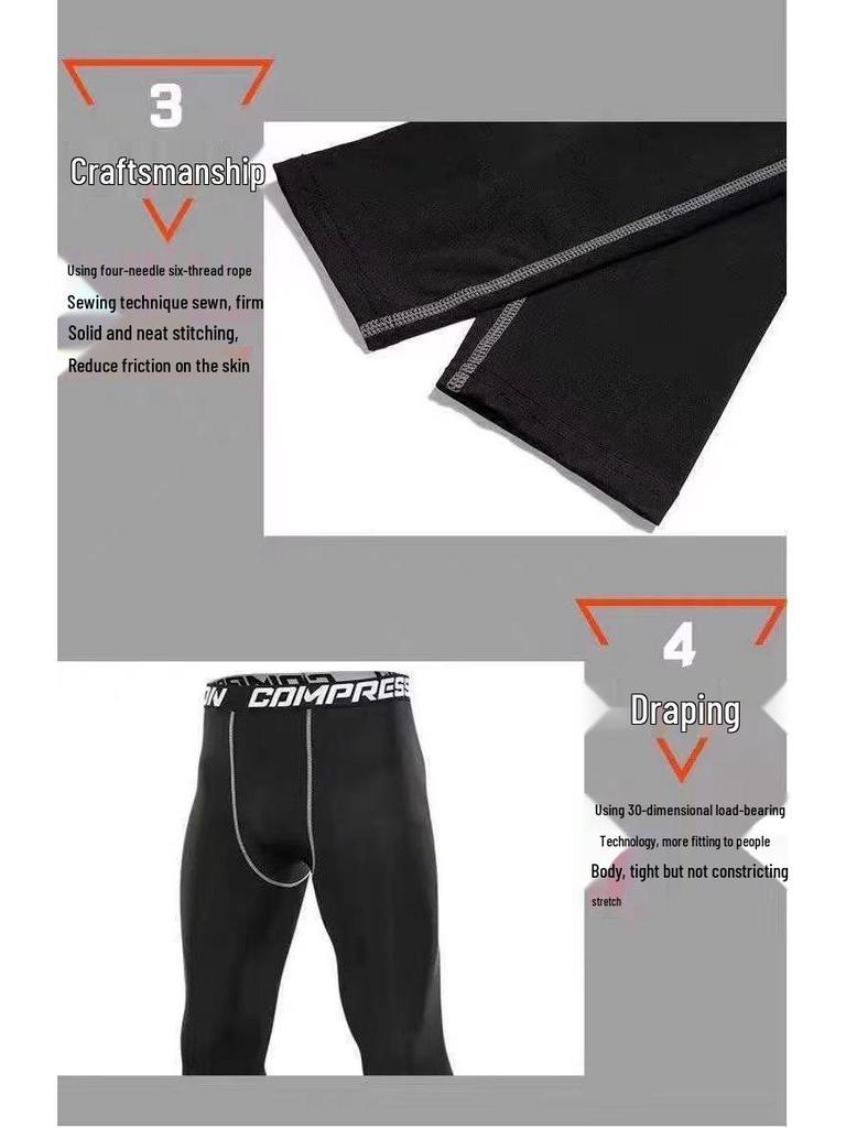 Men’s High Elastic Warm Compression Basketball Tights with Quick-Dry and Velvet for Autumn/Winter Fitness.