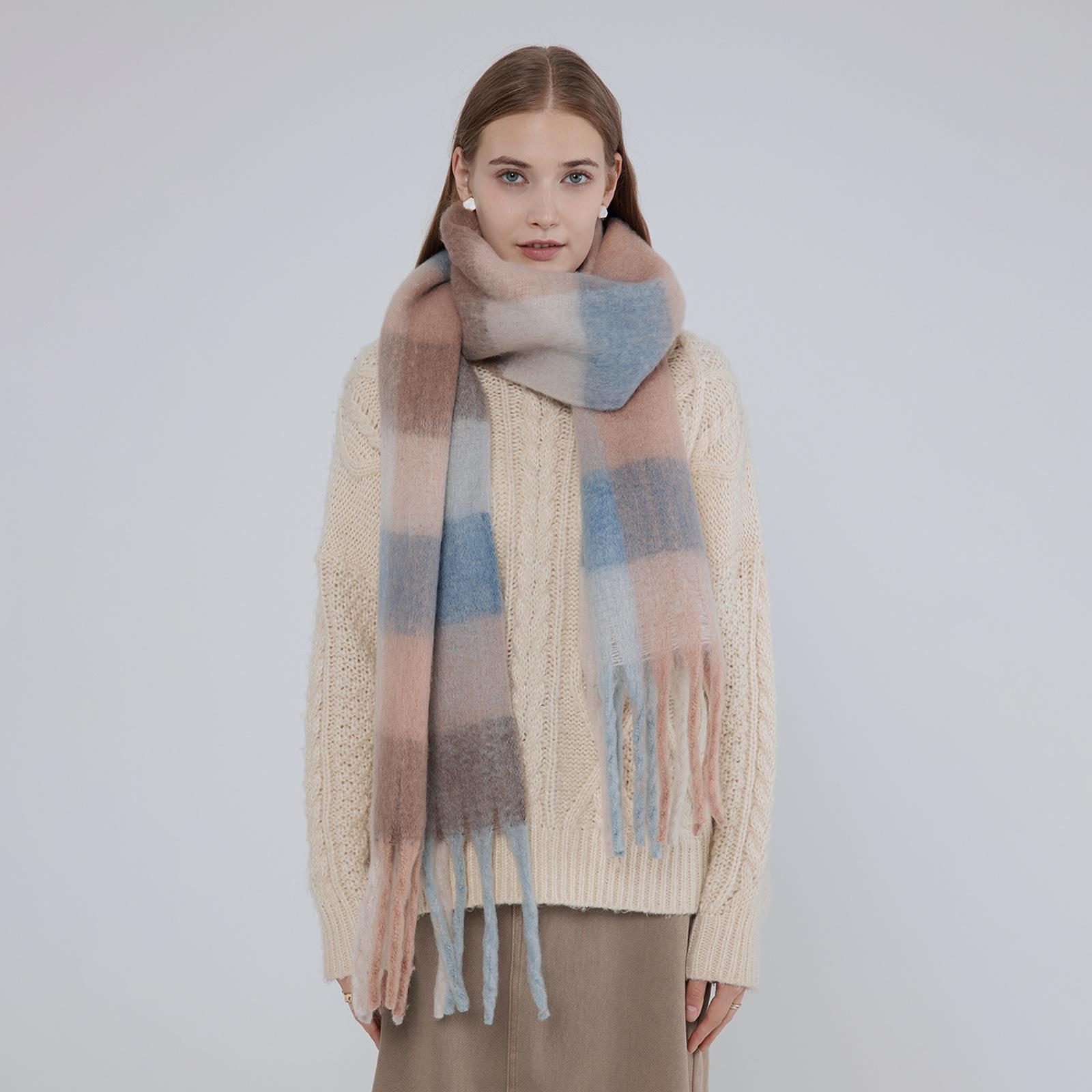 

Plaid scarf women s imitation cashmere style versatile autumn and winter warm shawl scarf