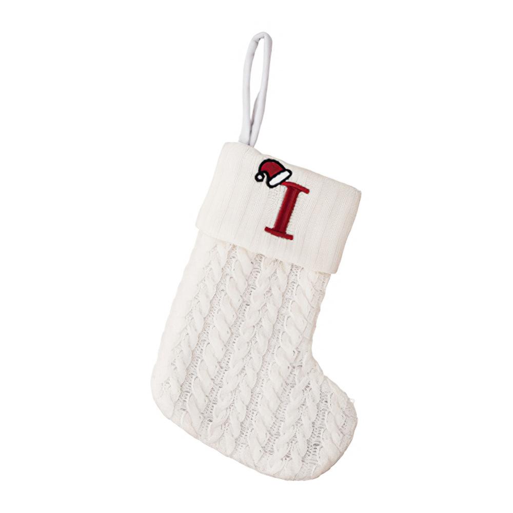 Christmas Stockings Letter Santa Sock Gift Kids Candy Bag Pocket Christmas Tree Hanging Ornament New Year Decoration