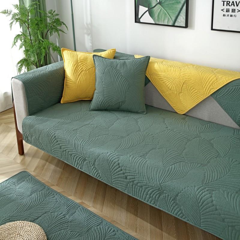 Nordic Simple Solid Color Sofa Cushion Four Seasons Pure Cotton Fabric Non-Slip Cotton Seat Cushion Universal Modern Sofa Cover Towel
