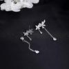 Summer Silver Plated Fashionable Tassel Inlaid Zircon Flower Earrings For Women, New Trendy Light Luxury Earrings Accessories