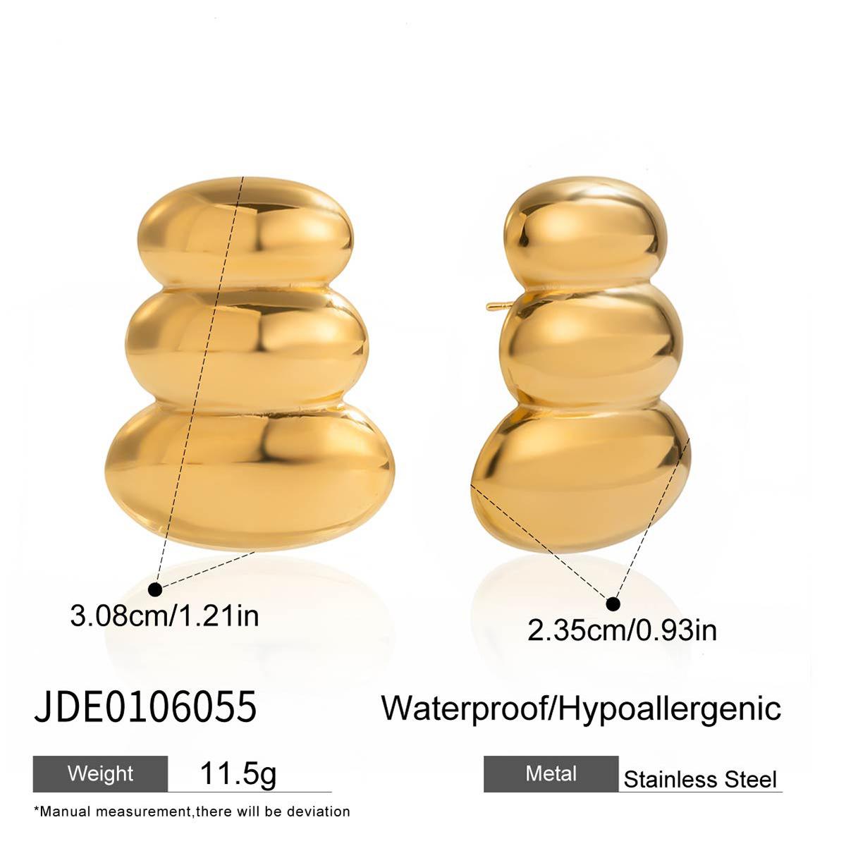 

Design sense Classic style 18K gold, versatile glossy three-layer earrings